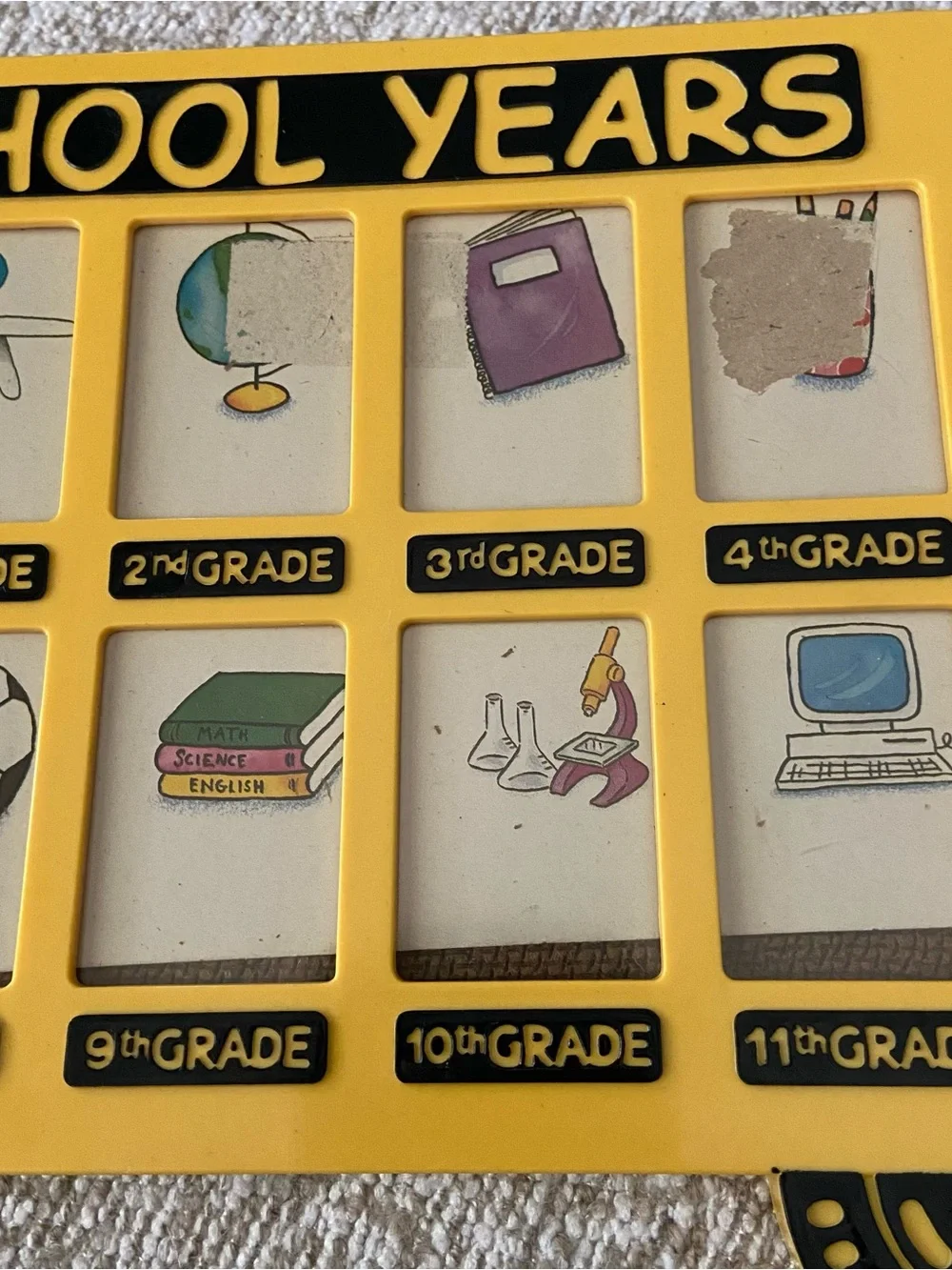 New Seasons School Years Memory Keepsake Photo Frame Yellow Bus  K-12